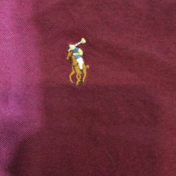 Ralph Lauren Custon Fit Heavy Cotton Button Down Shirt Size XL Men's Burgandy - Picture 4 of 5